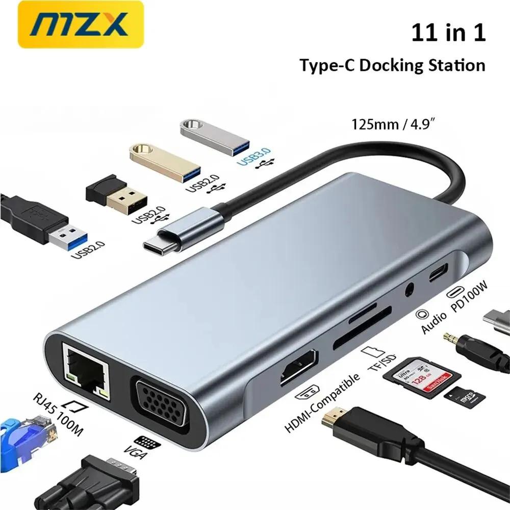 MZX 11-in-1 USB CŸ  ŷ ̼, Tipo A 3 0 ͽټ ũ, HDMI ȣȯ VGA RJ45, ƺ Ʈ PC ׼